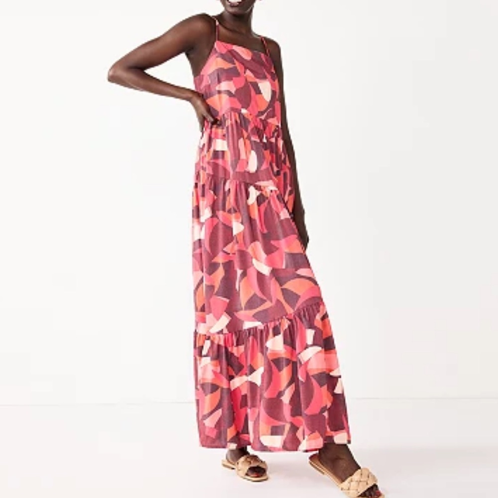 Nine West Asymmetrical Tiered Maxi Dress